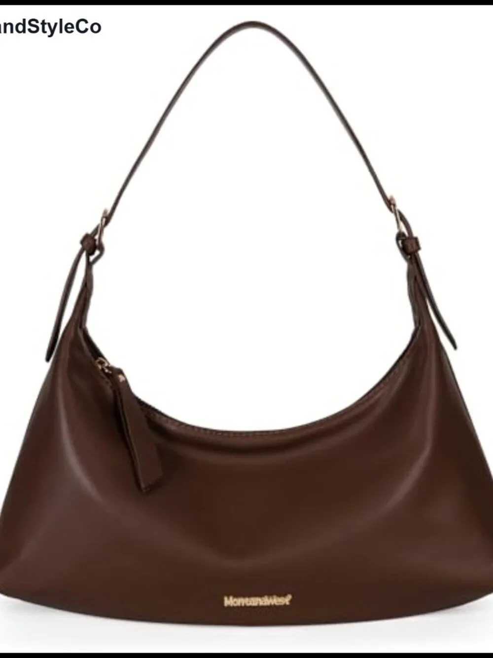 Medium Crescent Hobo Shoulder Bag Vegan Leather Adjustable Strap